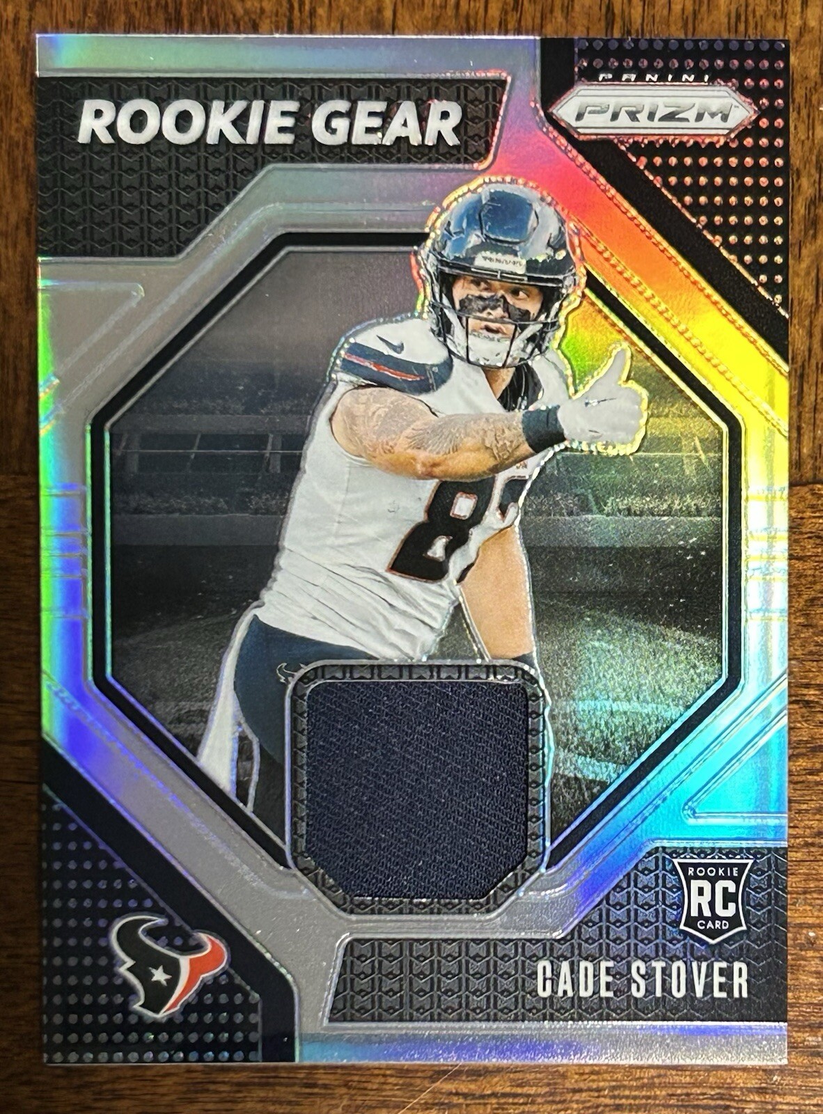 2024 Panini Prizm Cade Stover Silver Prizm Rookie Gear Patch Texans RC Card