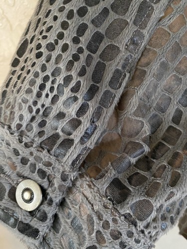 Ruby Rd. Jacket Womens 14 Gray Textured Snake Skin Soft Fuzzy 3/4 Sleeve Ladies - Picture 7 of 12