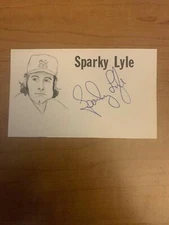 SPARKY LYLE - BASEBALL - AUTOGRAPH SIGNED - INDEX CARD - AUTHENTIC- B6455