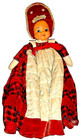 ANTIQUE STUMP DOLL 23" CELLULOID FACE RED PLAID DRESS VELVET TRIM HAND CRAFTED — photo 1