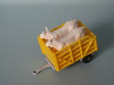 Matchbox Cage Trailer Yellow 75mm Long Toy Model Farm Farming with 2 Cows