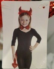New Halloween Devil Accessory Kit: Headband. Bowtie, Tail, Glitter