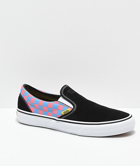 vans slip on pink checkerboard