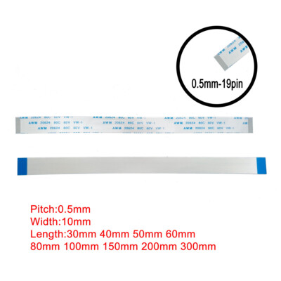 19Pin 0.5mm Pitch FFC FPC Flexible Flat Cable AWM VW-1 20624 80C 60V A B Type