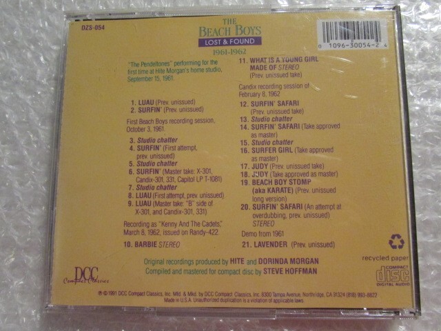 THE BEACH BOYS Lost & Found 1961-1962 1991 CD DCC 30054 Brian