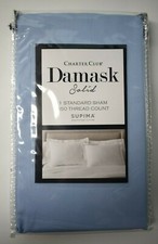 1 Charter Club Damask Solid Standard Pillow Sham 550 Thread Count Supima Blue