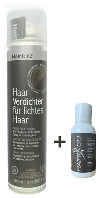 Hairfor2 Original Dunkelbraun 300ml + HAIR GO Shampoo entfernt Haarverdichter