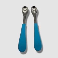 Avanchy Blue Stainless Steel Infant Spoons 2 Pack