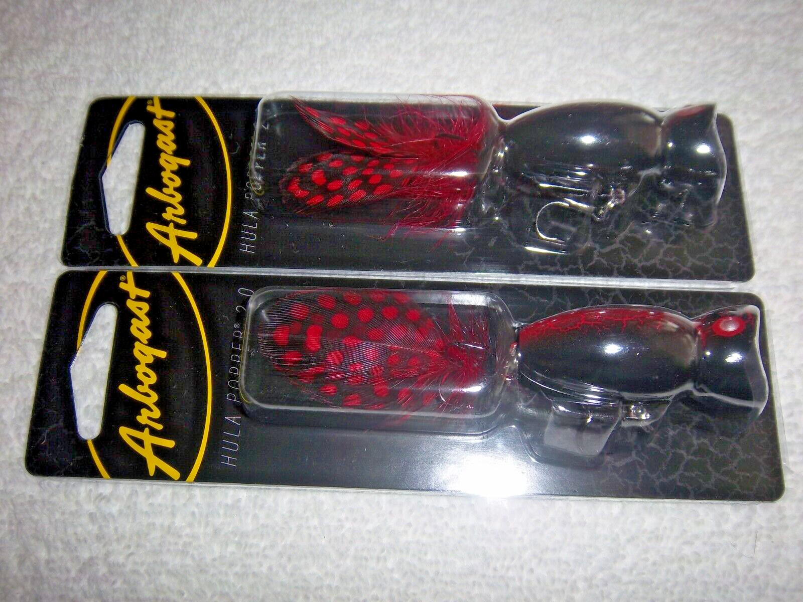 (LOT OF 2)-ARBOGAST HULA POPPERS 2.0 / 3/8OZ G761-535 IN BLACK DEATH COLOR I1159 - Image 1