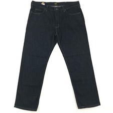 LEE Regular Fit Straight Leg Jeans Men  s Size 40x30 Dark Blue 100 Cotton Denim