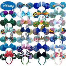 Disney Parks Green Blue Mickey Minnie Mouse Ears Headband Marquee Edition