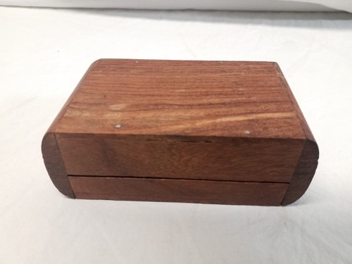 Caja de baratijas de madera vintage hecha a mano con bordes curvos de madera multicolor 4x3 decoración retro - Imagen 9 de 15
