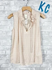 BRAND NEW W TAGS H & M RUFFLE COLLAR NUDE PEACH DOTS SZ 2 SLEEVELESS TANK TOP 