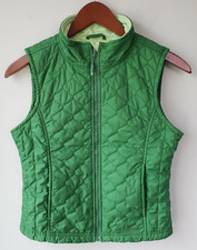 LL Bean Kids Quilted Vest Green Full Zip Lightweight Pockets Size Medium 10-12