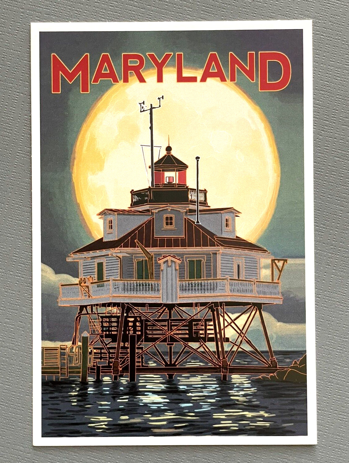 Chesapeake Bay, Maryland Lighthouse & Full Moon Lantern Press