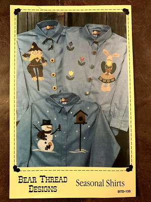 BEAR THREAD DESIGNS SEASONAL SHIRTS APPLIQUE PATTERN  - Scarecrow Snowman Bunny