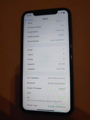 *READ* Apple iPhone XR A1984 FACTORY UNLOCKED Smartphone 64GB White, 82% BATTERY