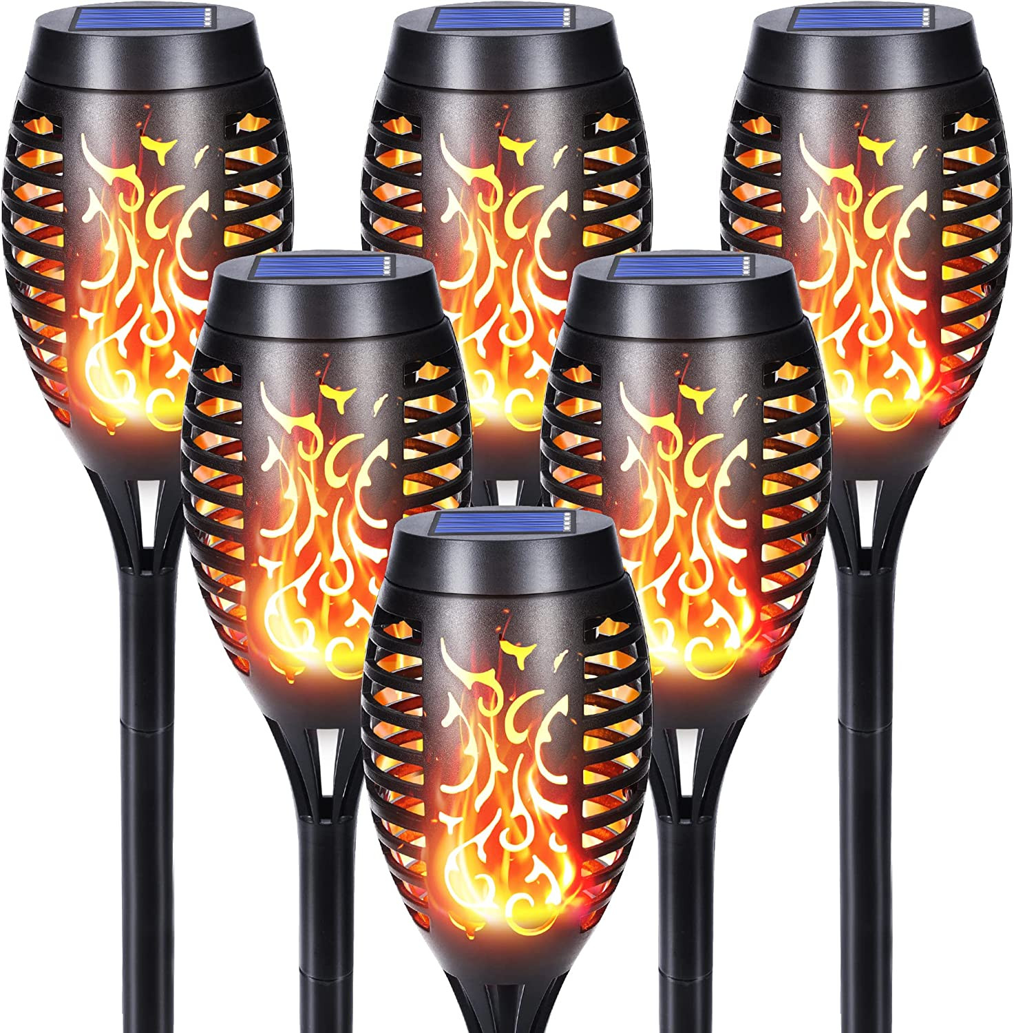 Luci Solari Effetto Fiamma Giardino 6x Torcia LED Esterno IP65