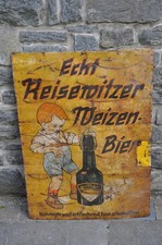 Altes Blechschild Reisewitzer Weizenbier,Actien Brauerei Zu Reisewitz In Dresden