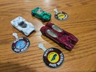 3 Vintage 1969 Hot Wheels Redline Cars & Buttons with missing parts