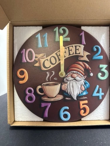 Gnome Coffee-Themed Wall Clock