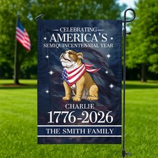 Personalized 250th Anniversary 1776-2026 Bulldog Garden Flag Yard Decor