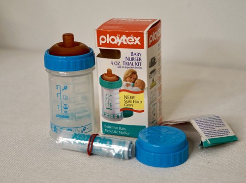 Vintage Playtex Nurser Probierset 4 Unzen Babyflasche Drop-in-Einlagen Flat Top Brustwarze - Bild 3 von 17