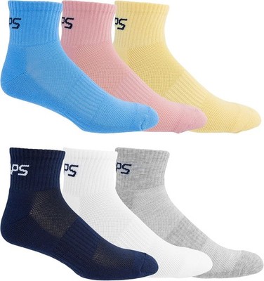 Chaps Sport Cushioned Repreve 6-12, Ankle - Back Logo (Blue/Yellow/Pink) 
