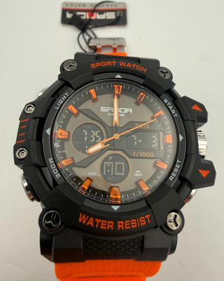SANDA 6225 Men Sports Watch Dual Time Digital Analog 5BAR Water Resist Orange