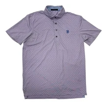 Greyson Polo Shirt Mens Small Short Sleeve Lavender Geometric Print Golf Stretch