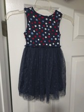 Brand New Patriotic Red White and Blue Size 3t Toddler Dress with Tule Skirt