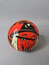 Vintage 1950s Halloween Witch Tin Litho Noisemaker Kirchhof 4" Works 