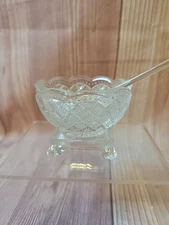 Vintage Footed Master Salt Bowl With Spoon
