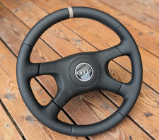 NEU LEDERLENKRAD AUDI 80 90 S2 B4 1991-1996 GRAU GESTREIFT MIT FRONTBEZUG