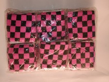12 Pink  Black Checkered Fashion Wrist Bands-Sweatbands kids stretchy