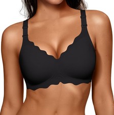 OEAK Women Value Series Jelly Bras Wireless Pushup Convertible Bra Black,L