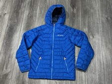 Columbia Hooded Puffer Jacket Omni-Heat Large 14/16 Youth Blue Full Zip Pockets