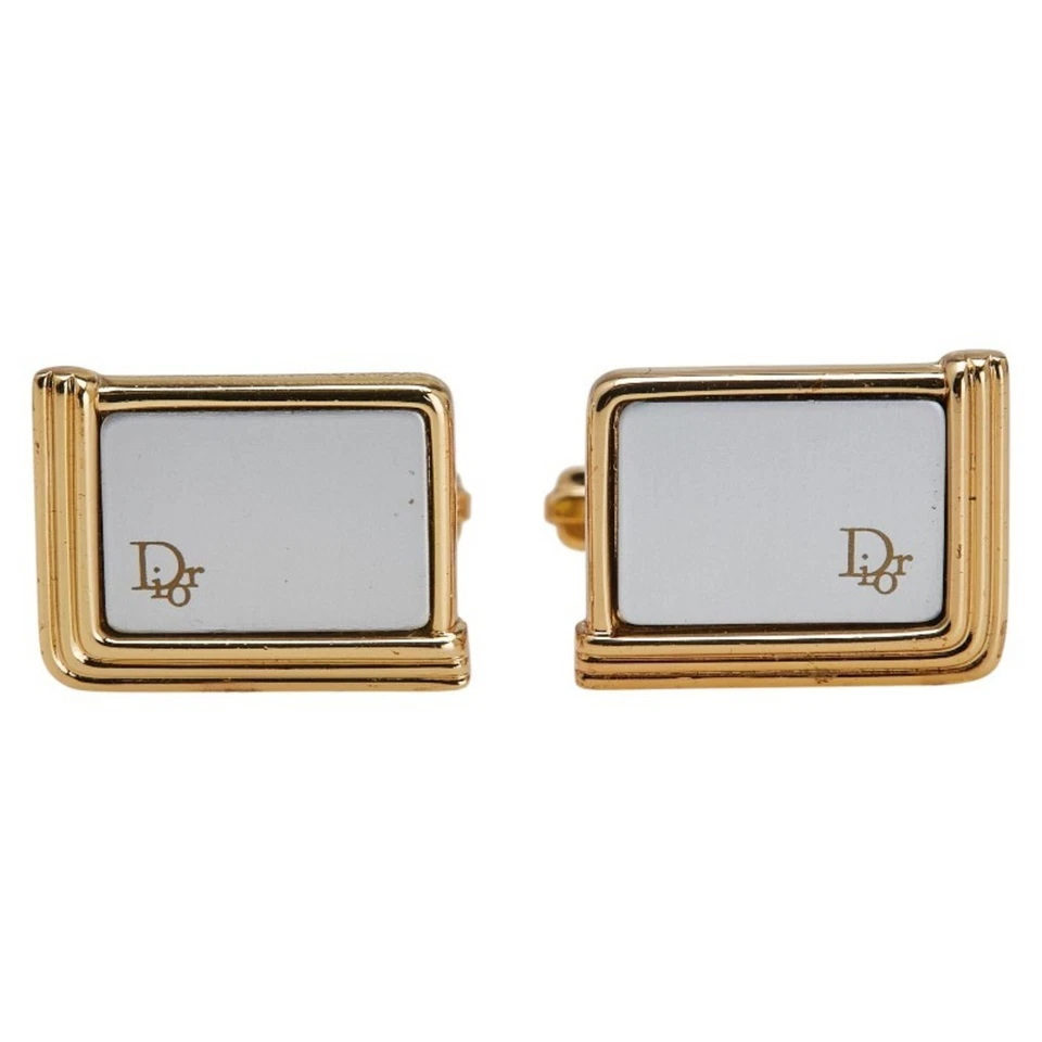 Gemelos Christian Dior Logo Dior, plástico chapado en oro y plata, para hombre Foto 2 de 4