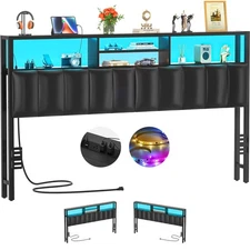 Headboard for King Size Bed with Storage, Upholstered Headboards with Outlets,