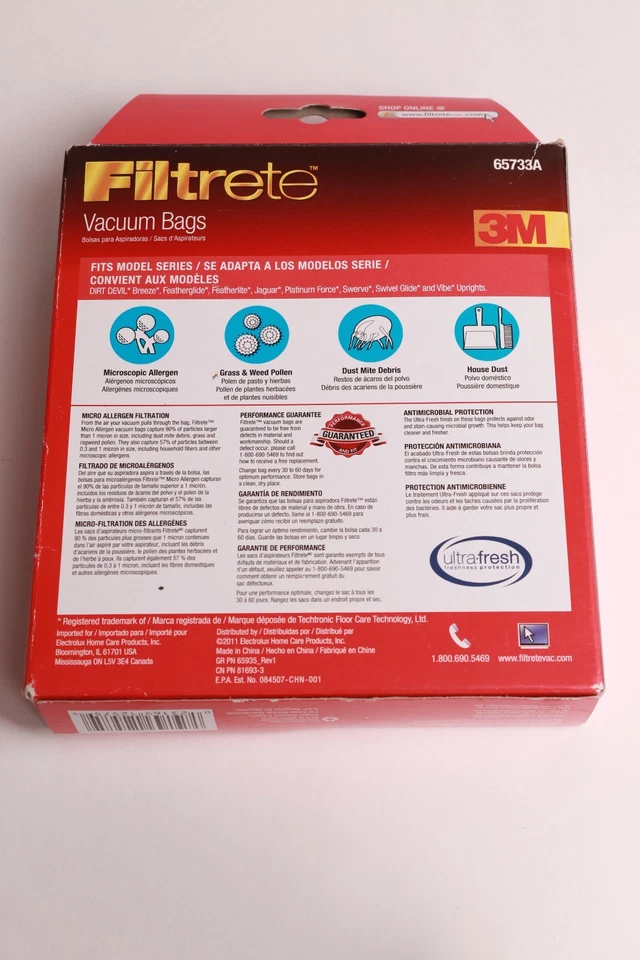 3M Filtrete Dirt Devil U Vacuum Bags Micro Allergen 3-Pack New Sealed - Image 3 of 3