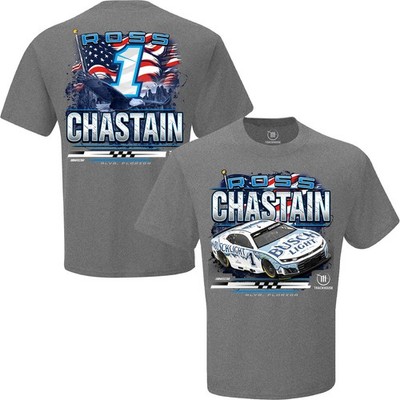 Ross Chastain 2026 Busch Light Patriotic Eagle Car 2-Spot Exclusive T-Shirt Gray