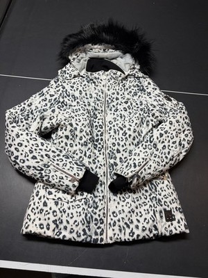 Dare 2b Women's Animal Print Winter Jacket Hooded Faux Fur Trim US 10