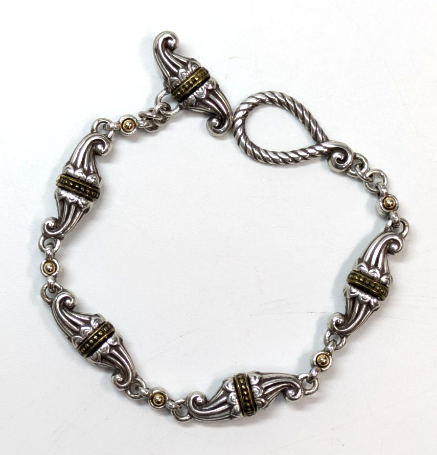 Brighton Scroll Toggle Bracelet Silver Plated Gol… - image 1