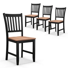 Set of 4 Dining Chair Kitchen Spindle Back Side Chair w/ Solid Rubber Wood Legs