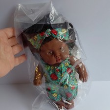 Dark Complexion Baby Doll Black Curly Hair Brown Eyes Outfit Headband Unopened
