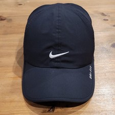 Nike Featherlight Hat Cap Youth Kids Boys Black White Swoosh Golf Tennis Running