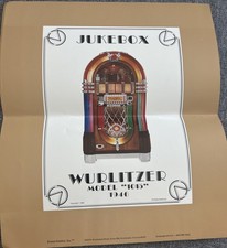 New Wurlitzer Model 1015 Jukebox Promotional 12”X14” Poster 1982 Vintage NOS