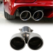 SPORT SILVER UNIVERSAL DUAL TWIN MUFFLER TIP TRIM EXHAUST TAIL PIPE FIT 1.4-2.5"