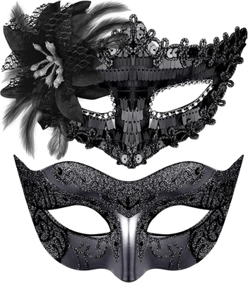 GOENB 2 Stück Venezianische Maske Damen Herren, Maskenball Maske Damen Herren Venezian