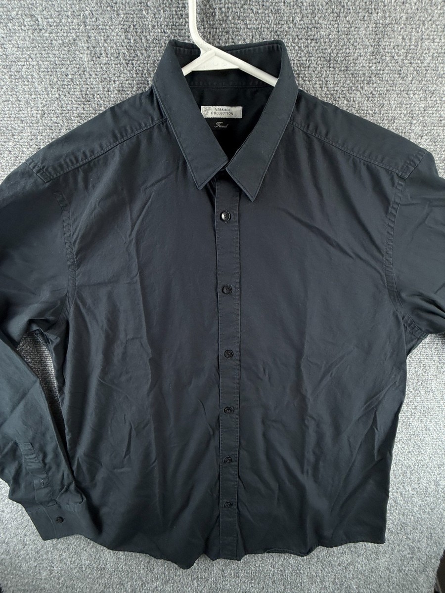 Versace Collection Trend Black Button Up Shirt Long Sleeve 17.5